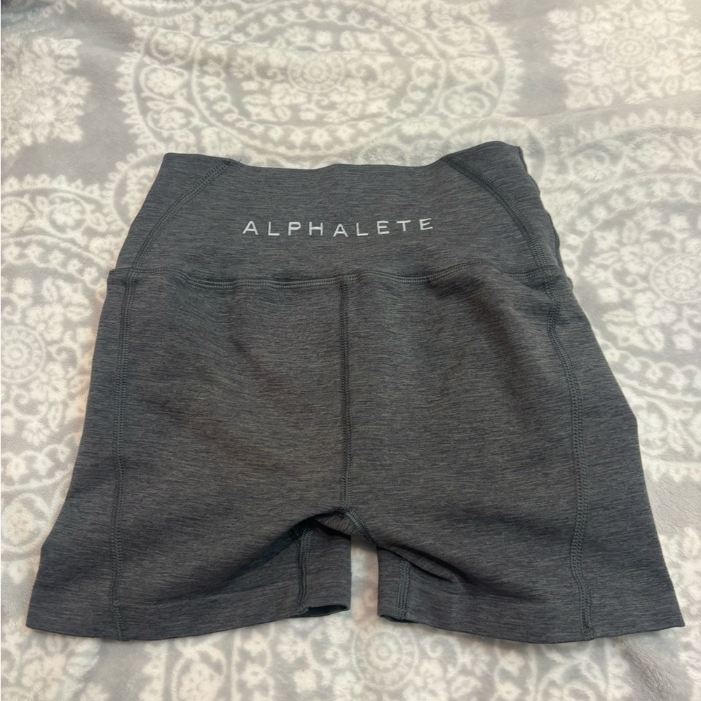 Alphalete Gray Bike Shorts High-Waisted Stretchy